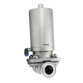 Tri válvula de diafragma de acero inoxidable de la abrazadera con el actuador neumático