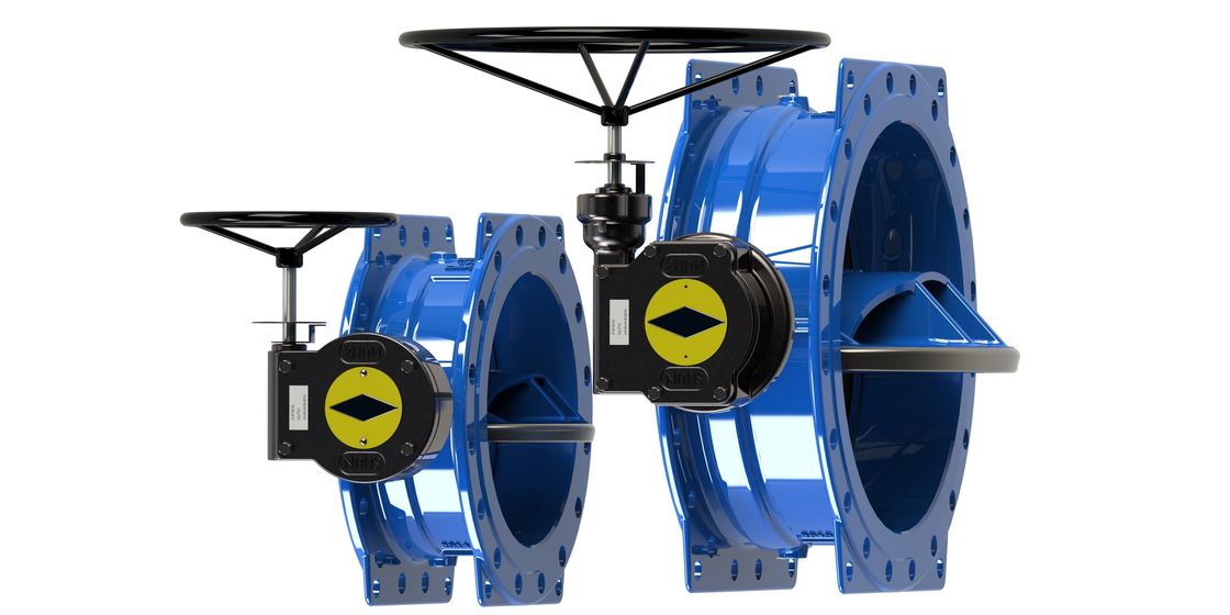Válvula de control azul del agua de RAL 5010, válvula de mariposa excéntrica doble