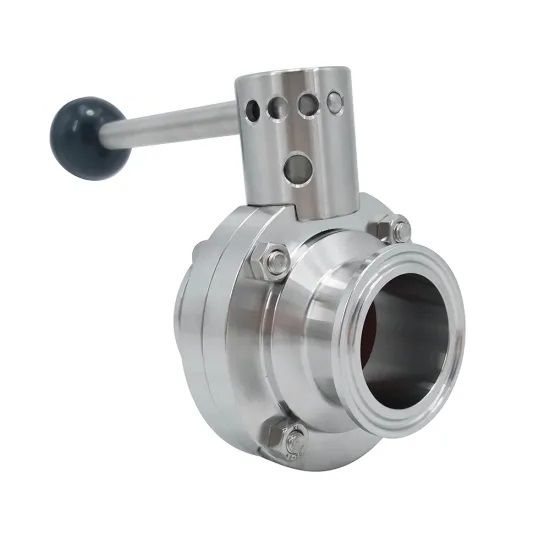 Tri manual sanitario de acero inoxidable higiénico de la válvula de mariposa de la abrazadera 304 316L